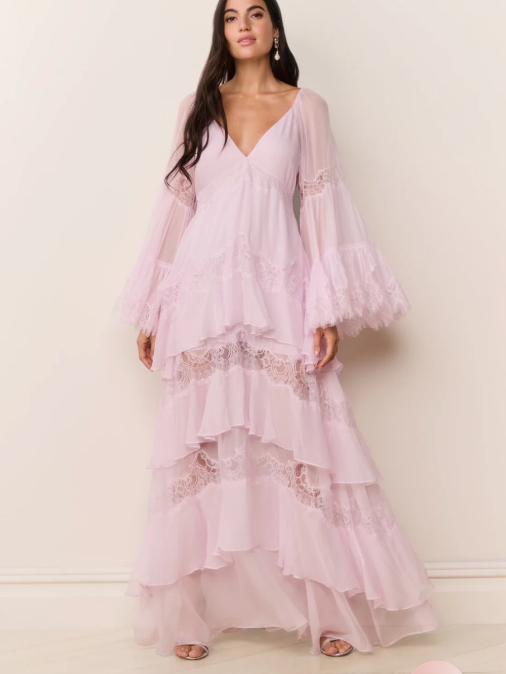 LoveShackFancy Devins Lace Maxi Dress in Orchid Ice